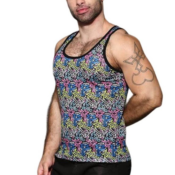 Andrew Christian Neon Palm Mesh Tank Large - Picture 8 of 9